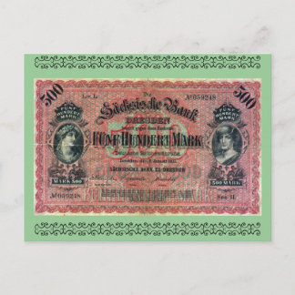 Carte Postale Vieux argent : 500 Mark allemand