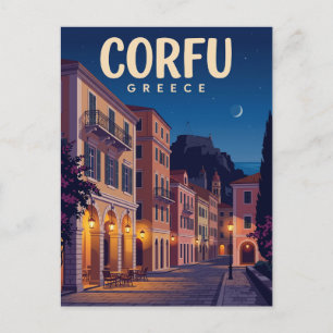 Carte Postale Vieux bourg de Corfou la nuit Grèce