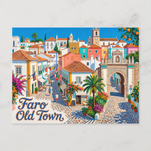 Carte Postale Vieux centre de Faro Portugal
