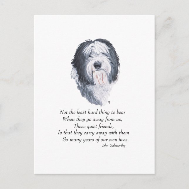 Carte Postale Vieux chien de berger anglais Rainbow Bridge (Devant)