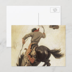 Carte Postale Vieux Cowboy, étude de Bronco Buster par NC Wyeth