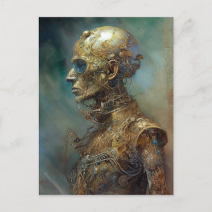 Carte Postale Vieux Cyborg Futuriste Science Fiction