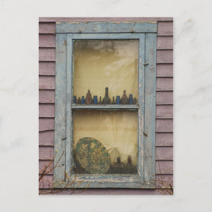 Carte postale Vieux Fenêtre Femme