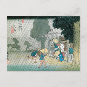 Carte Postale Vieux Japon dans la pluie, vers 1834-42