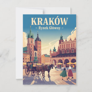 Carte Postale Vieux marché de Cracovie vintage