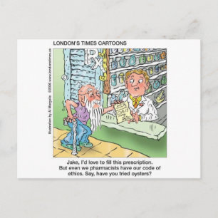 Carte Postale Vieux Monsieur & La Pharmacie Cadeaux de Dessin An