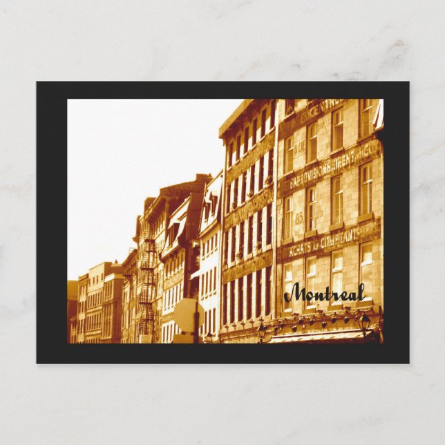 carte postale Vieux Montréal sépia photo scène de  (Devant)