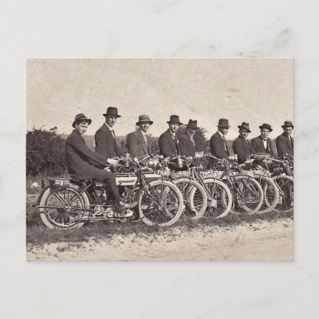 Carte Postale Vieux motos 1912 B&W photo (Devant)