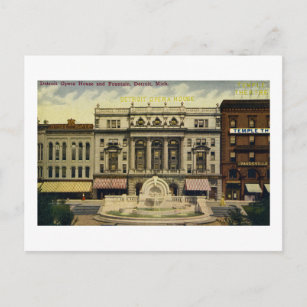 Carte Postale Vieux opéra de Détroit et fontaine, Detroit, MI