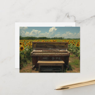 Carte Postale Vieux piano dans les tournesols