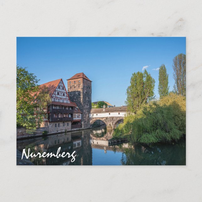 Carte Postale Vieux pont médiéval à Nuremberg, Allemagne (Devant)