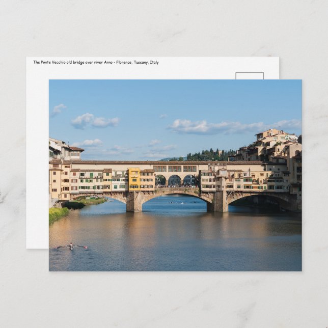 Carte Postale Vieux pont Ponte Vecchio - Florence, Italie (Devant / Derrière)