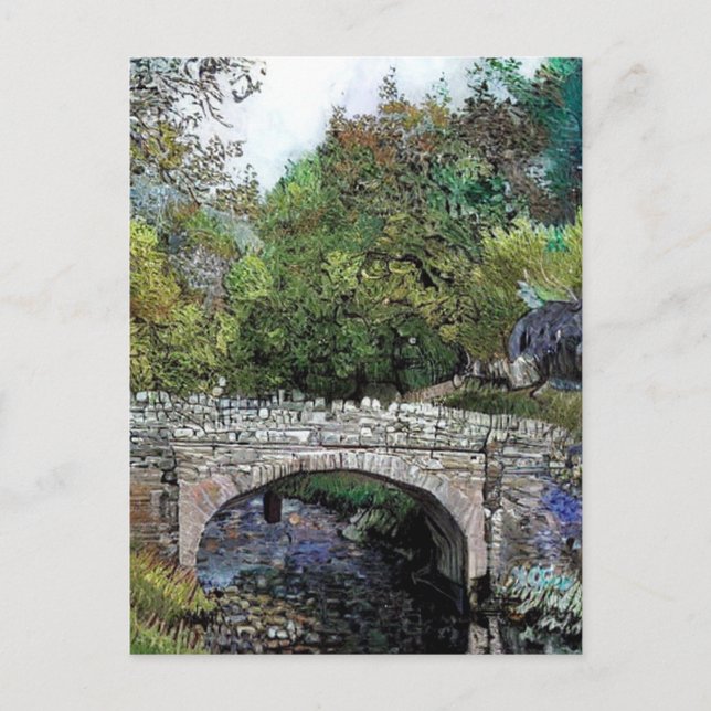 CARTE POSTALE VIEUX PONT SUR LA RIVIÈRE (Devant)