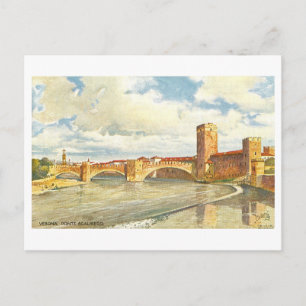 Carte Postale Vieux Ponte Scaligero à Vérone, Italie,