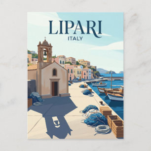 Carte Postale Vieux Port de Lipari Italie