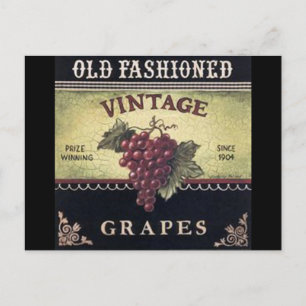 Carte Postale Vieux Raisins Vintages de mode, Vin pourpre et noi