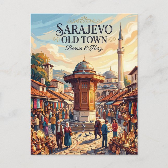 Carte Postale Vieux Sarajevo Bosnie-Herz. (Devant)
