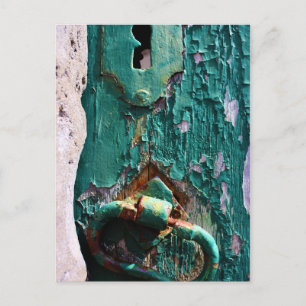 Carte Postale Vieux serrure de porte en bois Açores Portugal