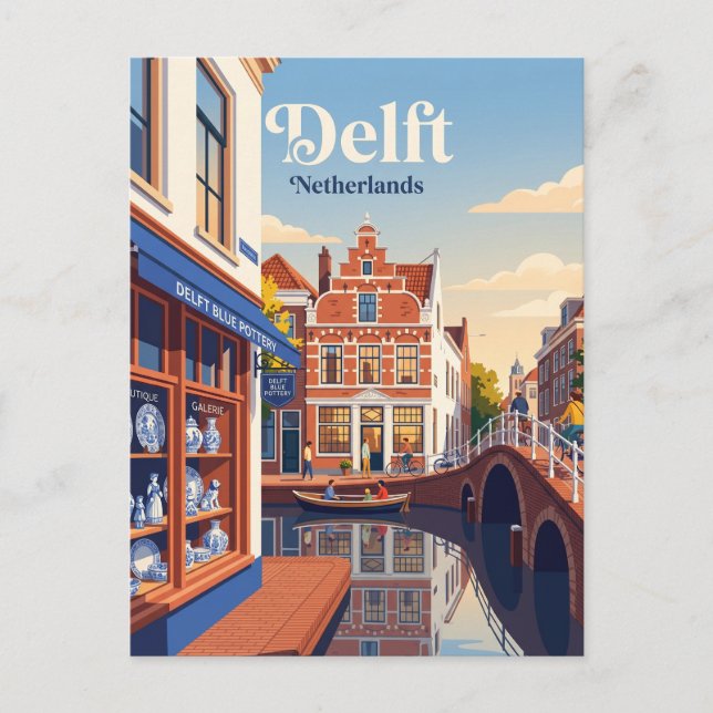Carte Postale Vieux Town et poterie bleue Pays-Bas (Devant)