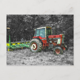 Carte Postale Vieux tracteur International peint à la manière d'