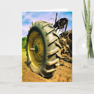 Carte postale Vieux, Travaillant, Tracteur Vert