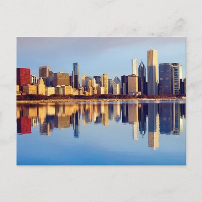Carte Postale View of Chicago skyline with reflection (Devant)