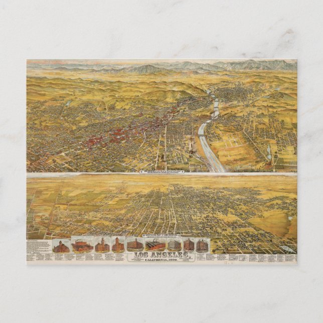 Carte Postale View Of Los Angeles, 1894 (Devant)