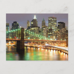 Carte Postale View of Lower Manhattan and the Brooklyn Bridge