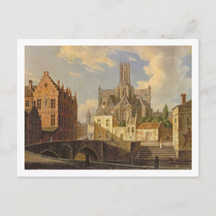 Carte Postale View with figure fishing dans un canal