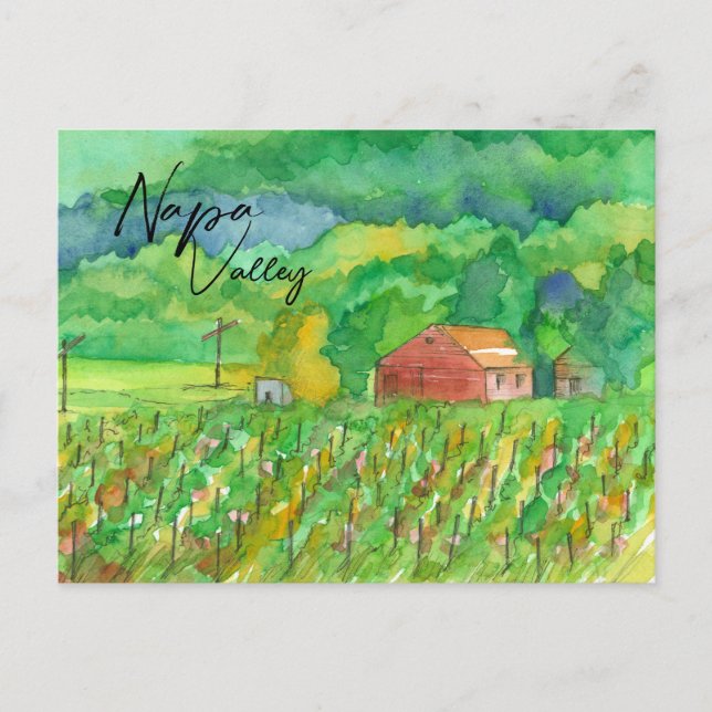 Carte Postale Vignoble Napa Valley Red Grange Field Rows (Devant)