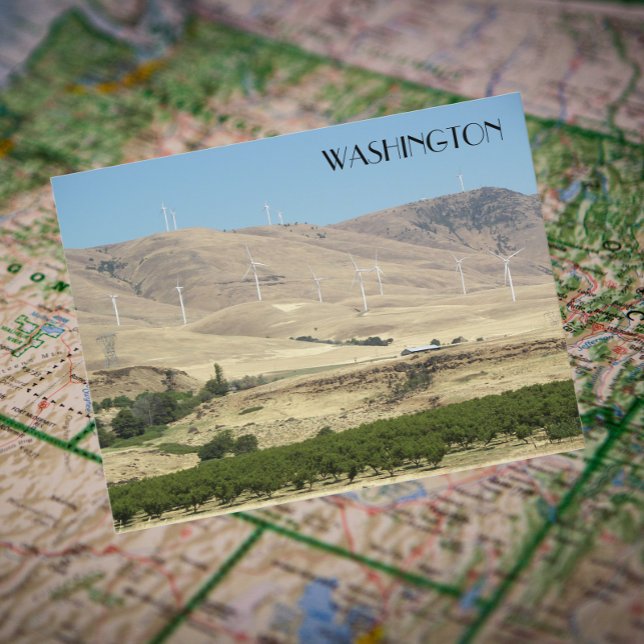 Carte Postale Vignobles de l'État de Washington et fermes éolien (In Situ Map)