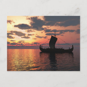 Carte Postale Viking Longship au coucher du soleil