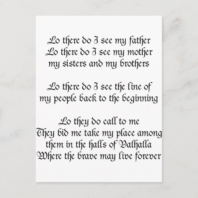 Carte Postale Viking Prière Lo Là Je Vois Mon Père (Devant)