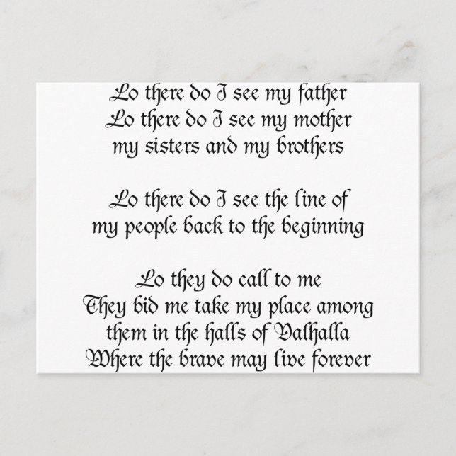 Carte Postale Viking Prière Lo Là Je Vois Mon Père (Devant)