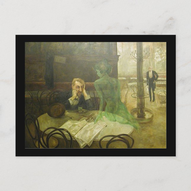 Carte Postale Viktor Oliva. Buveur d'absinthe (Devant)
