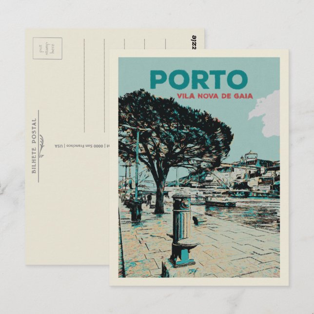 Carte Postale Vila Nova de Gaia de Porto centre ville, Portugal (Devant / Derrière)