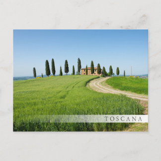 Carte Postale Villa de ferme avec cyprès en Toscane