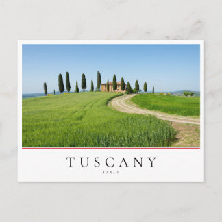 Carte Postale Villa ferme avec cyprès en Toscane, Italie