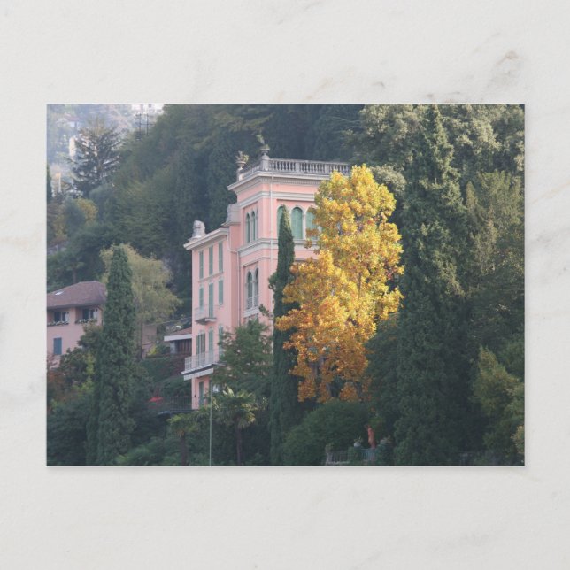 Carte Postale Villa rose en automne (Devant)