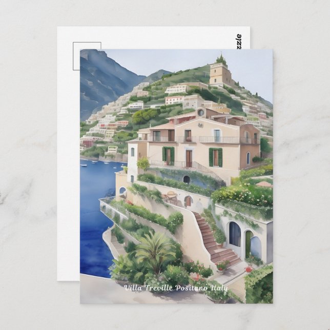 Carte Postale Villa Treville Positano Italie Art exclusif (Devant / Derrière)