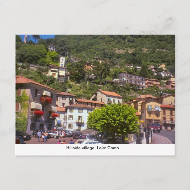 Carte Postale Village à flanc de colline, lac de Côme (Devant)