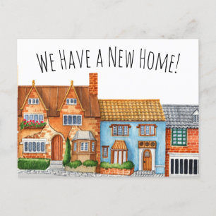 Carte Postale Village anglais coloré Changement d'adresse