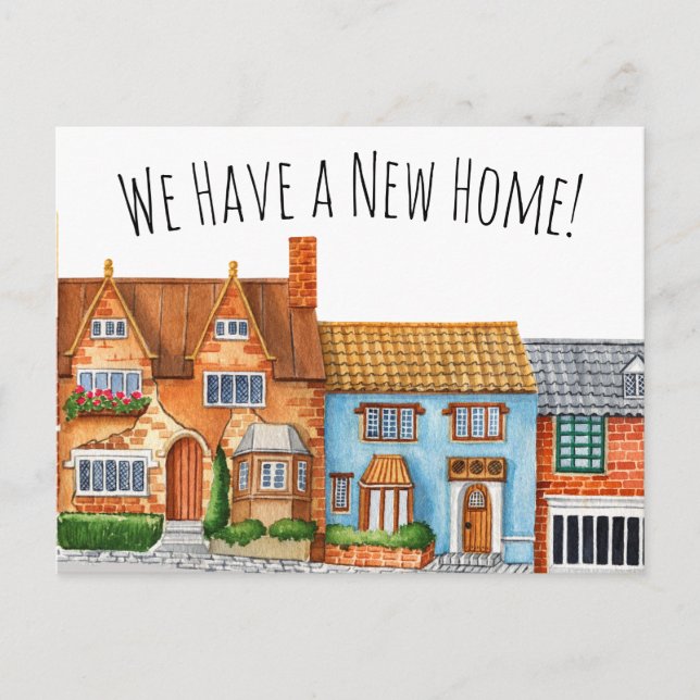 Carte Postale Village anglais coloré Changement d'adresse (Devant)