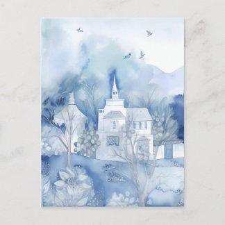 Carte Postale Village Bleu Tranquille – Paysage Bohème