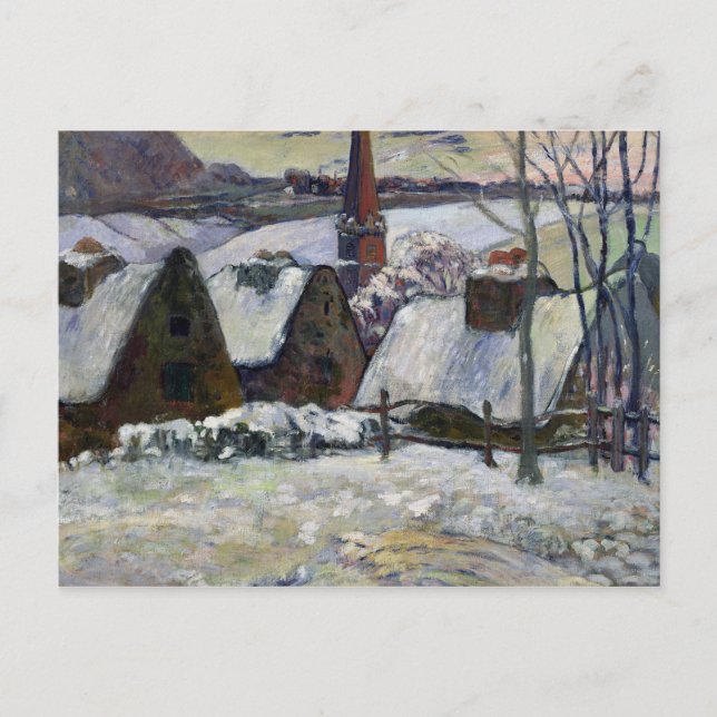 Carte Postale Village breton sous la neige, 1894 (Devant)