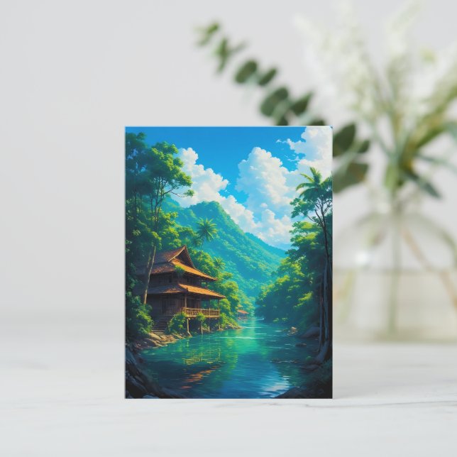Carte Postale Village dans l'étreinte de la nature (Debout devant)