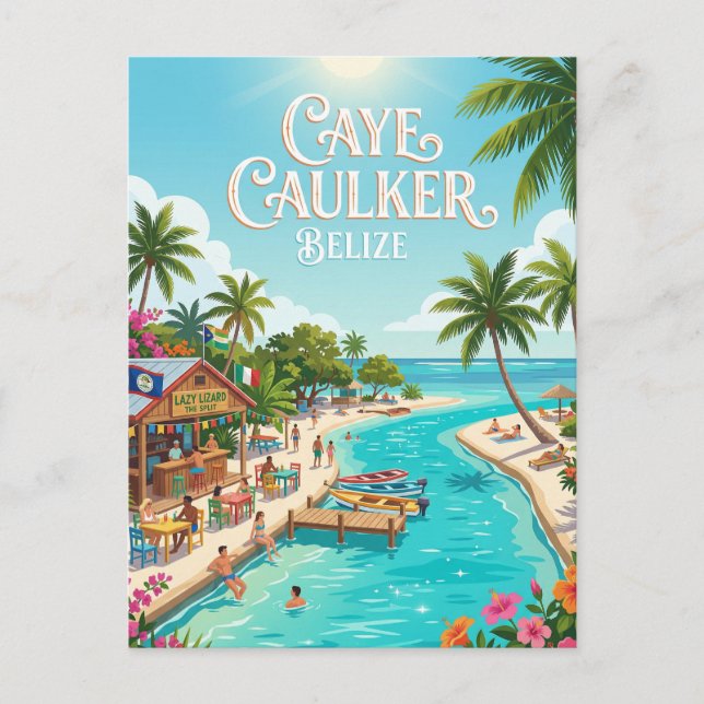 Carte Postale Village de Caye Caulker, Belize (Devant)