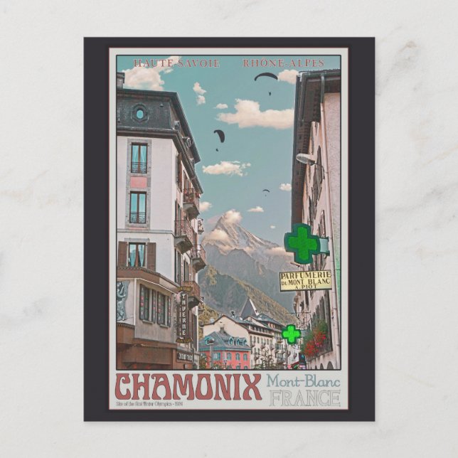 Carte Postale Village de Chamonix (blanc) (Devant)