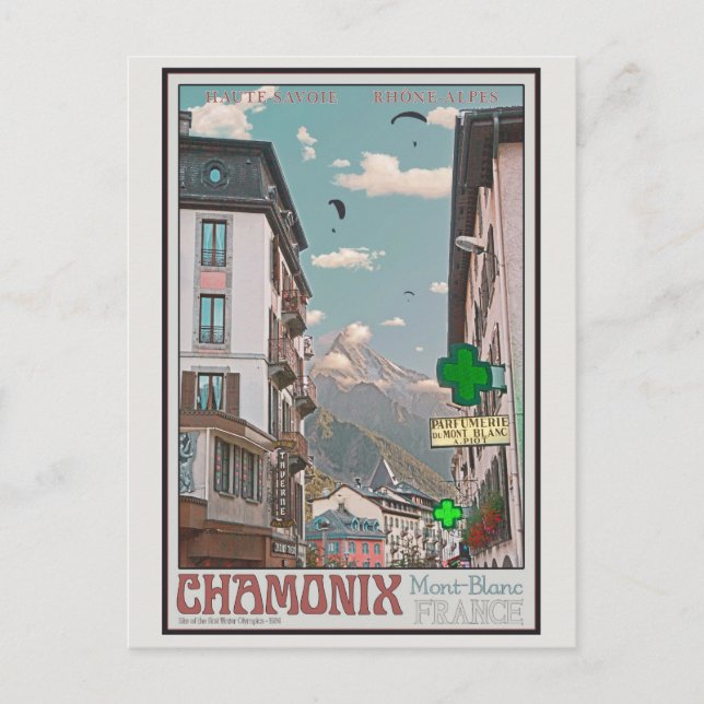 Carte Postale Village de Chamonix (blanc) (Devant)