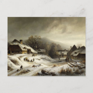 Carte Postale Village de neige et paysage
